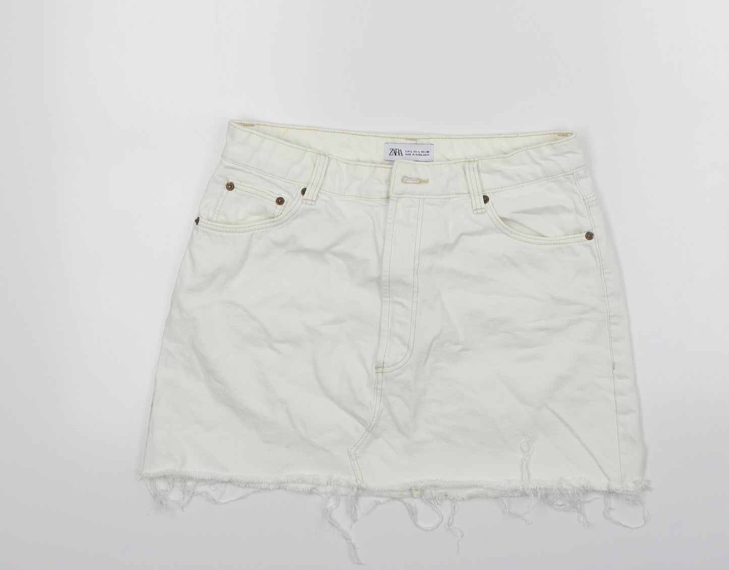 Zara  Womens White   A-Line Skirt Size L