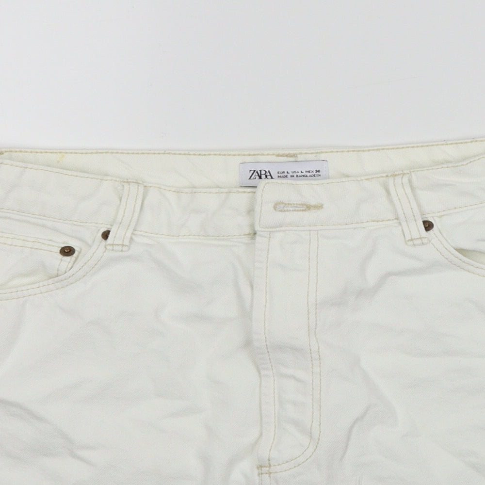 Zara  Womens White   A-Line Skirt Size L