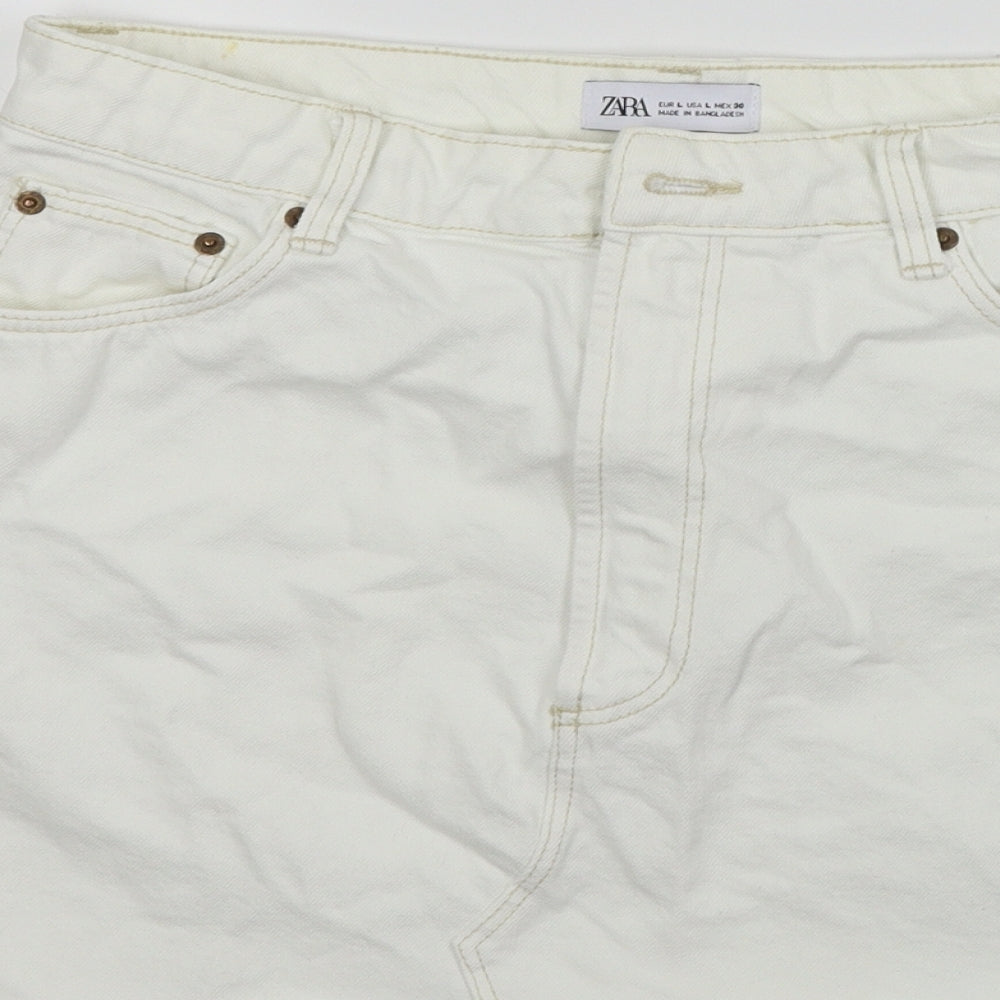 Zara  Womens White   A-Line Skirt Size L