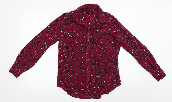 NEXT  Womens Purple Animal Print  Basic Button-Up Size 8