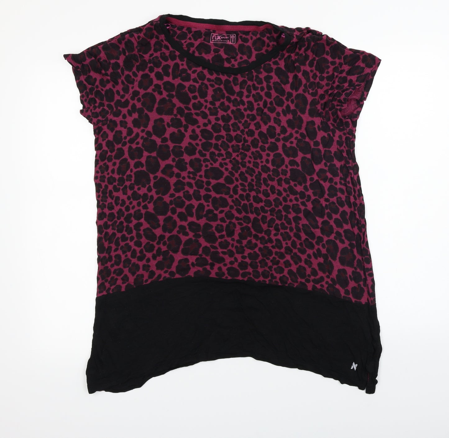 NX Sport  Womens Purple Animal Print  Basic T-Shirt Size 16