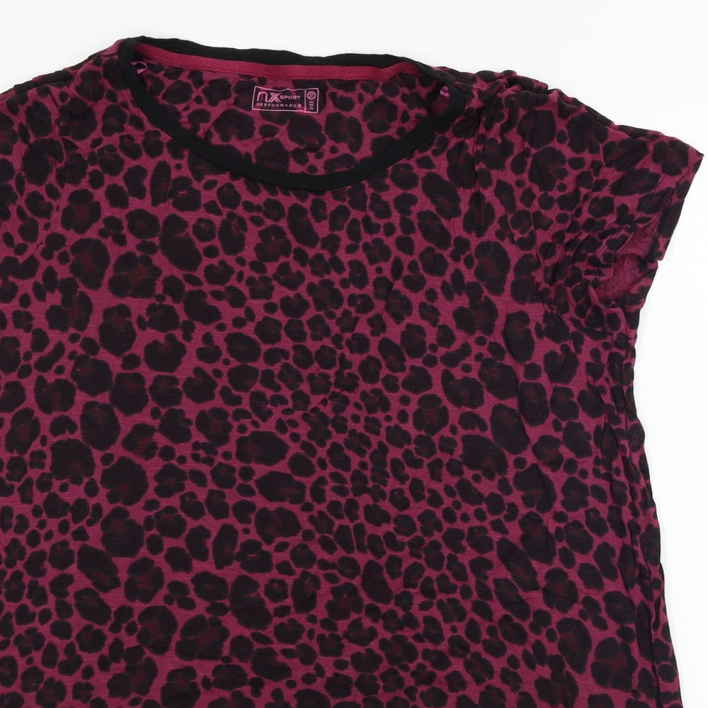 NX Sport  Womens Purple Animal Print  Basic T-Shirt Size 16