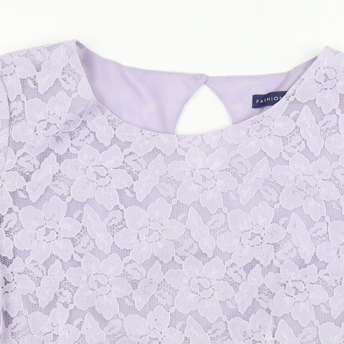 Fashion  Womens Purple Floral  Basic T-Shirt Size 14