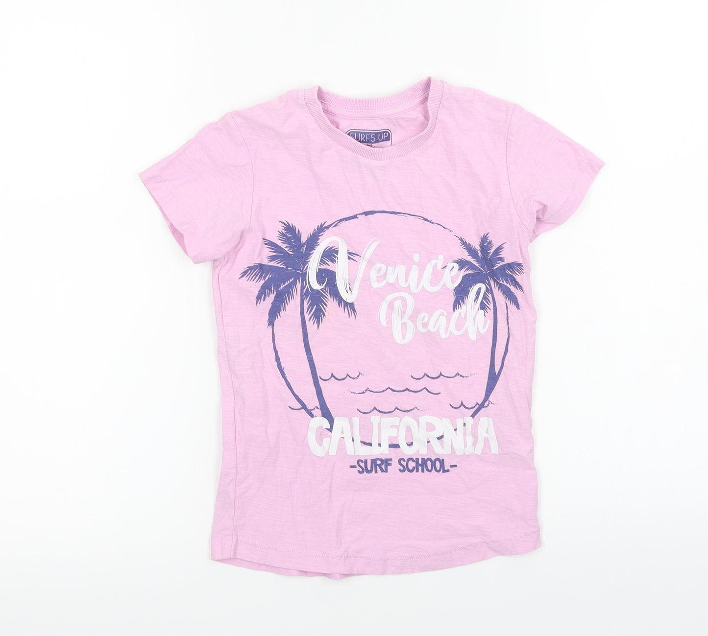surfs up Girls Pink   Basic T-Shirt Size 5 Years