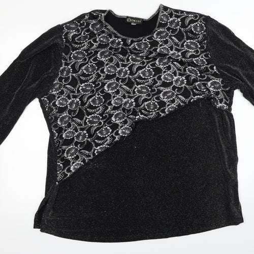 emark Womens Black Geometric  Basic Blouse Size 3XL