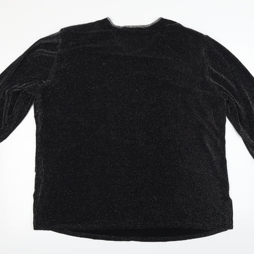 emark Womens Black Geometric  Basic Blouse Size 3XL