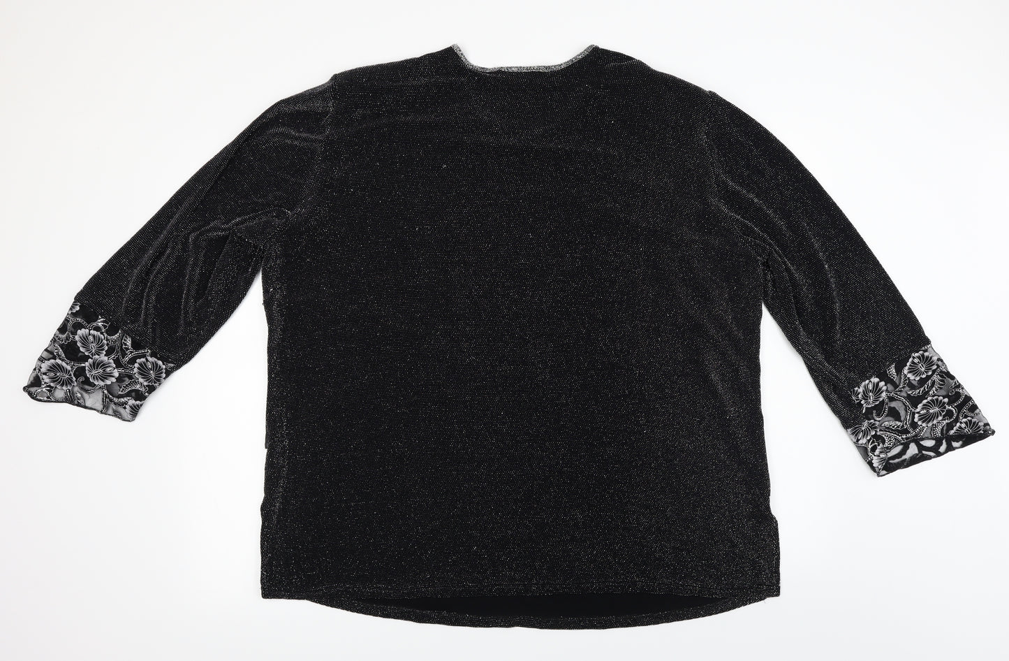emark Womens Black Geometric  Basic Blouse Size 3XL