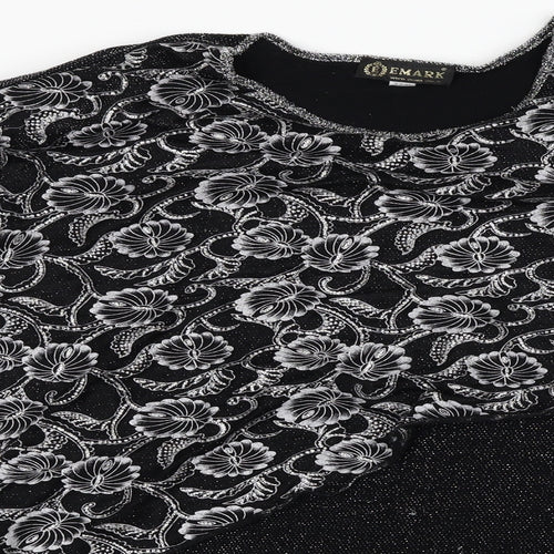 emark Womens Black Geometric  Basic Blouse Size 3XL