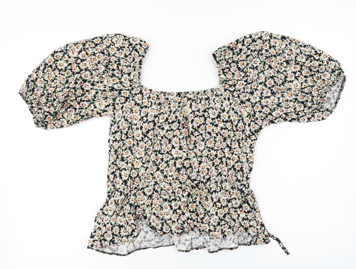 New Look  Womens Black Floral  Basic Blouse Size 12