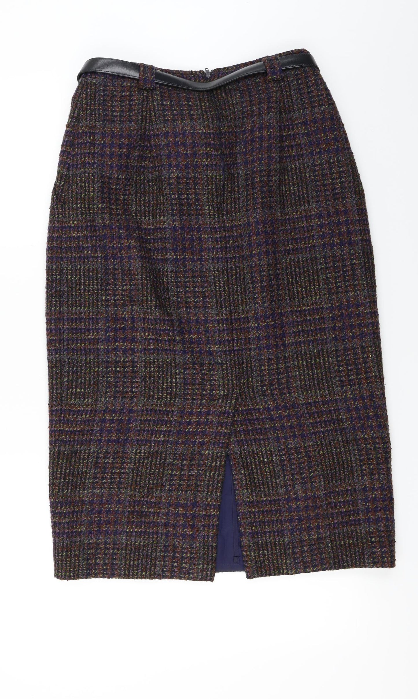Marks and Spencer Womens Brown Check  A-Line Skirt Size 12