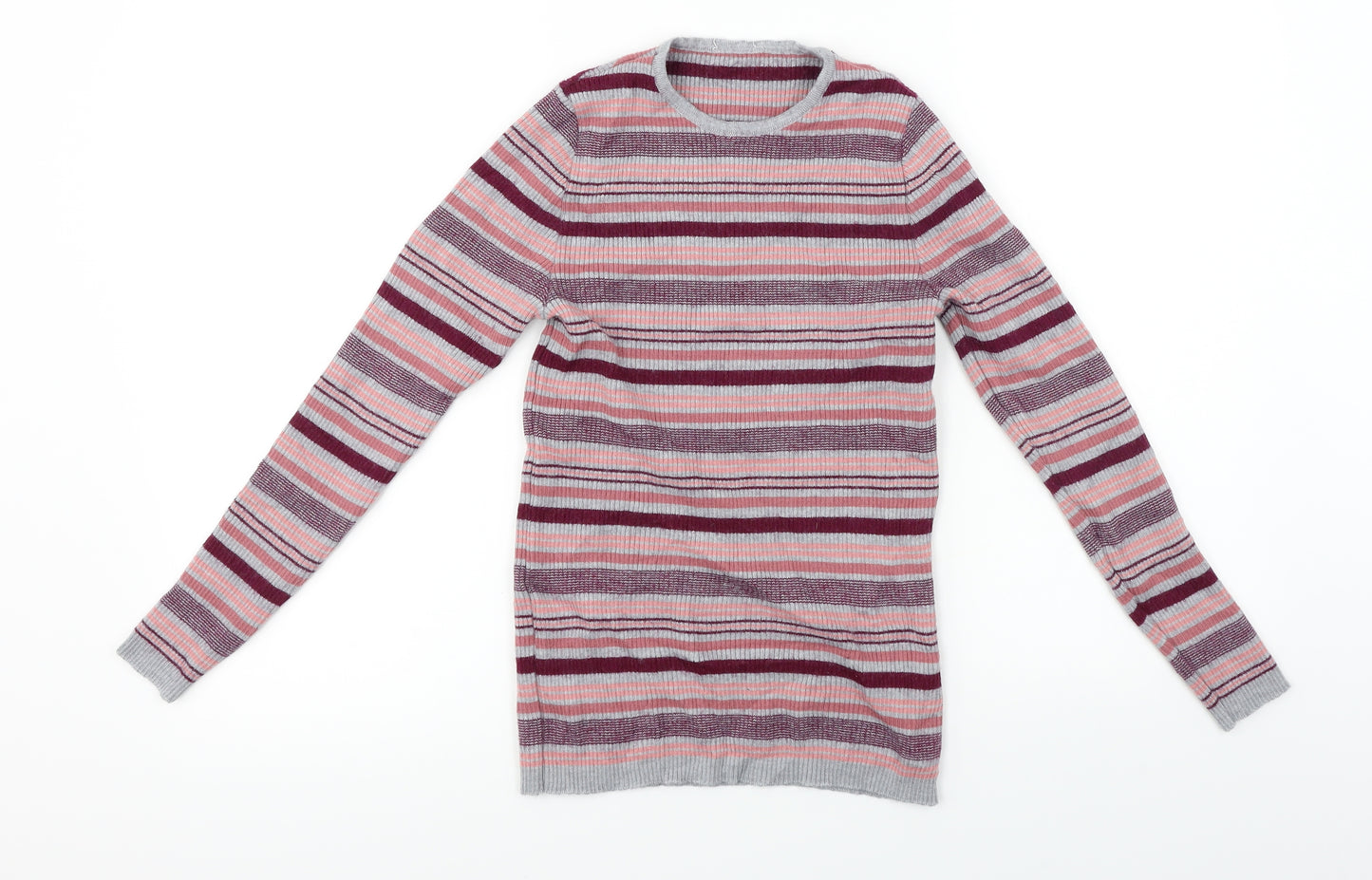 Preworn Womens Pink Striped  Pullover Jumper Size 10