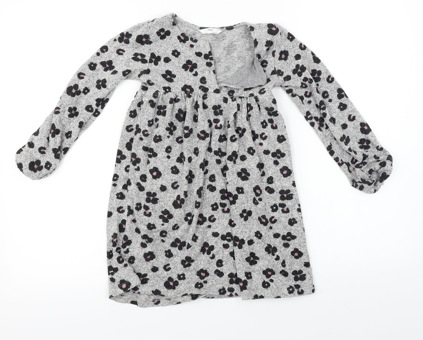 Marks and Spencer  Girls Grey Animal Print  A-Line  Size 6-7 Years