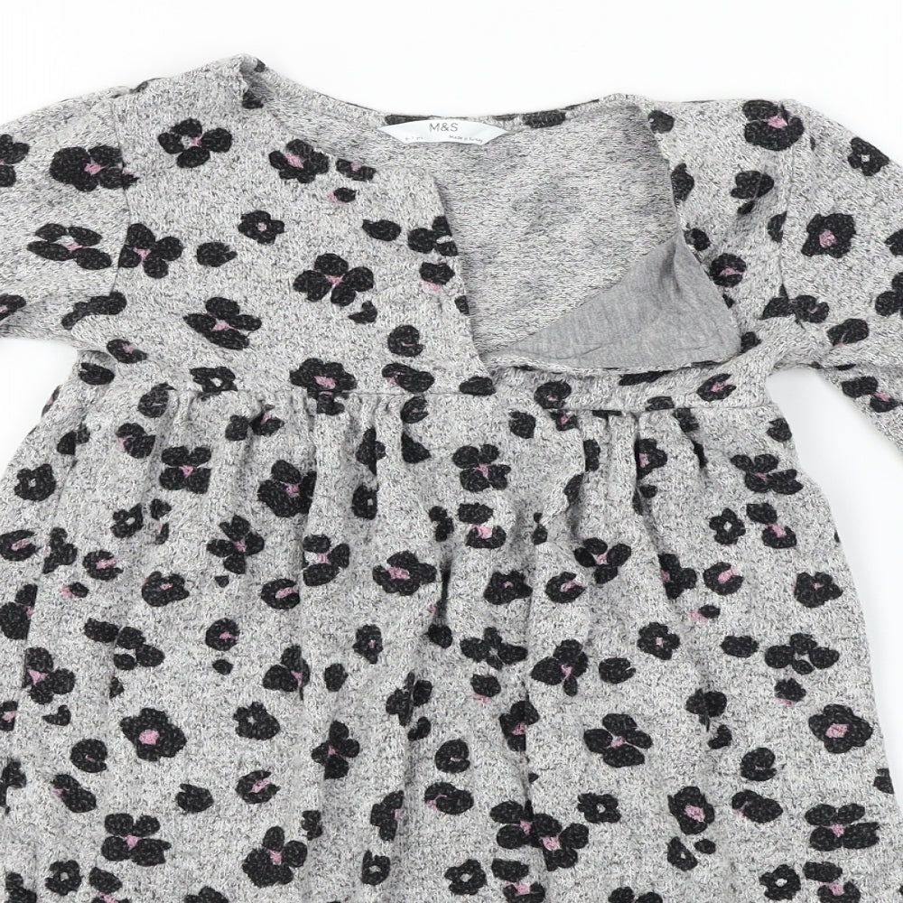 Marks and Spencer  Girls Grey Animal Print  A-Line  Size 6-7 Years