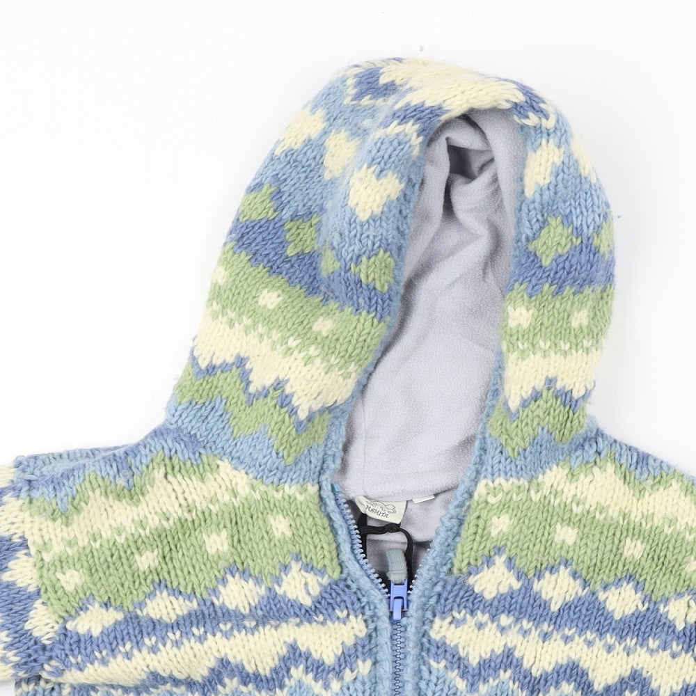 PACHAMAMA  Girls Green Herringbone  Jacket Coat Size 6-7 Years