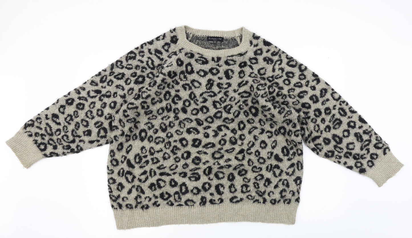 F&F  Womens Beige Animal Print  Pullover Jumper Size 14