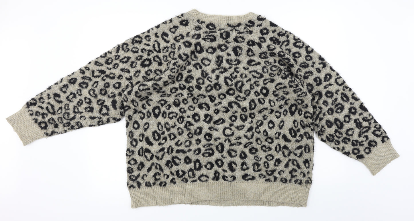 F&F  Womens Beige Animal Print  Pullover Jumper Size 14