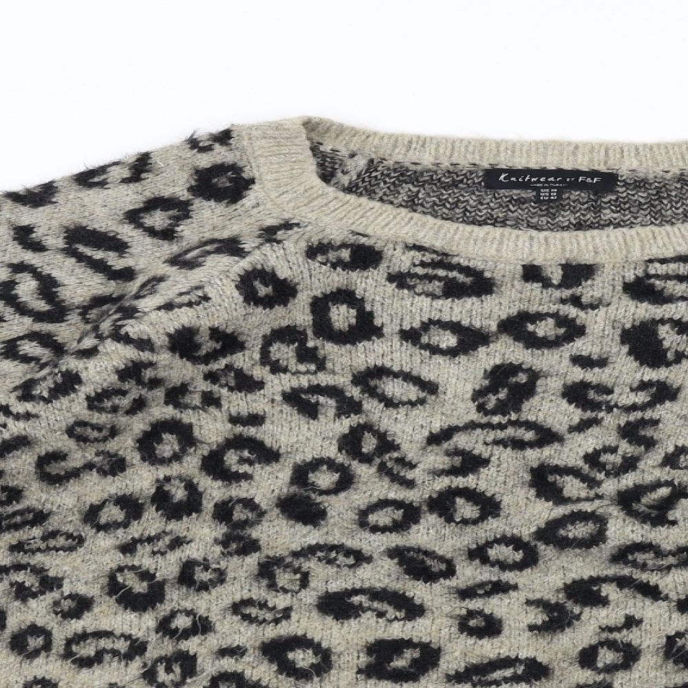 F&F  Womens Beige Animal Print  Pullover Jumper Size 14