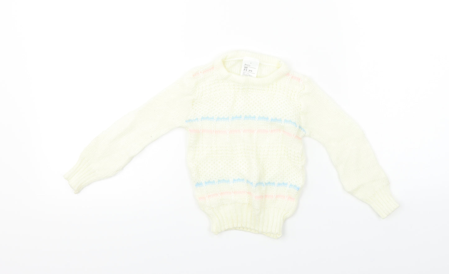 Preworn  Girls Ivory   Pullover Jumper Size 2-3 Years