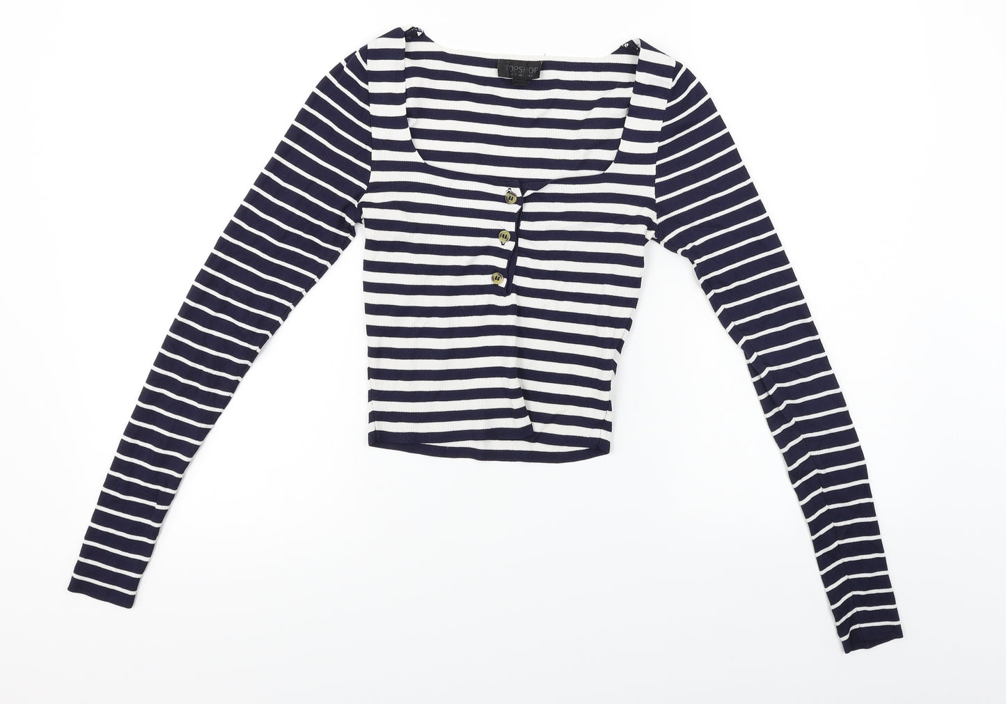 Topshop  Womens White Striped  Cardigan Jumper Size 6