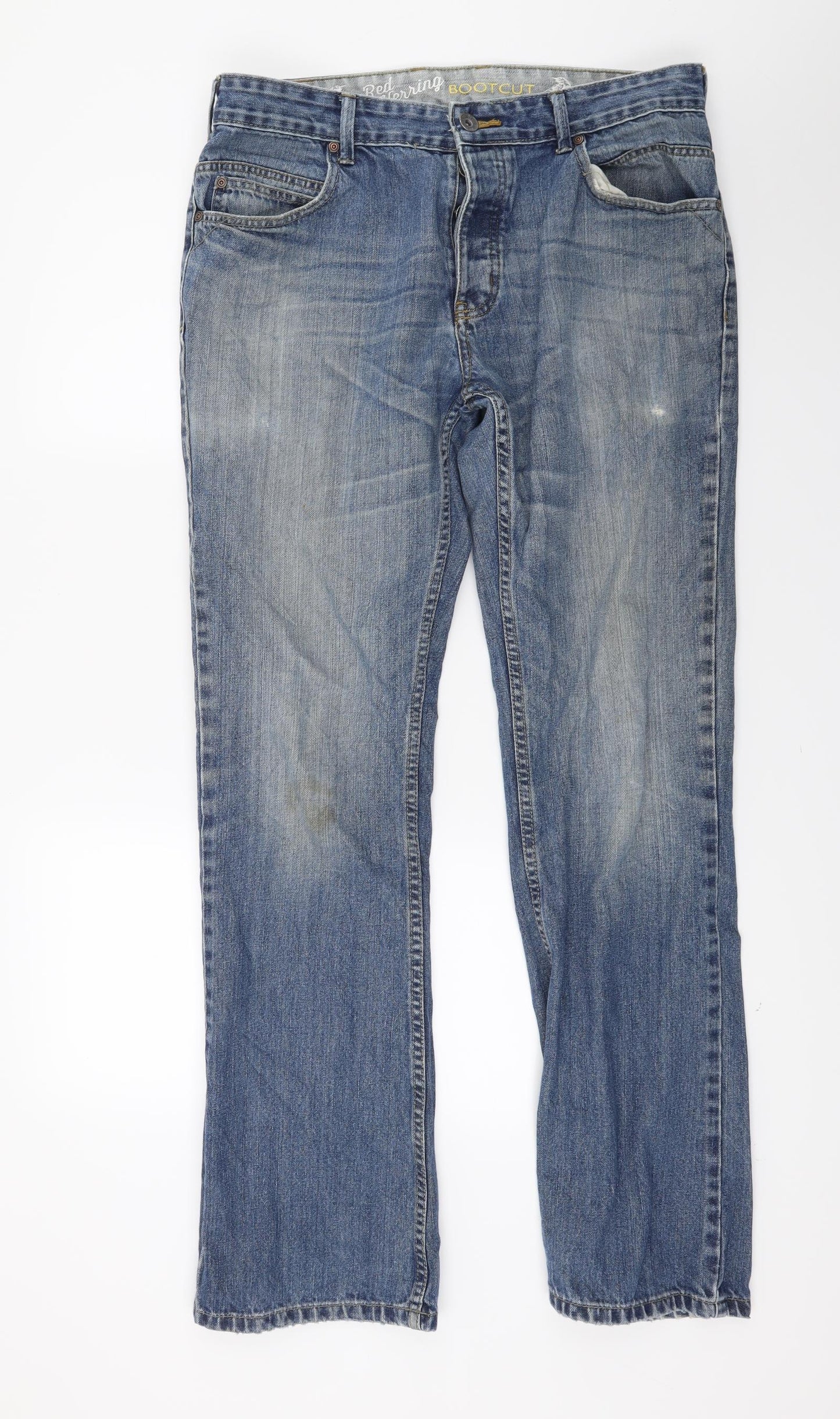Red Herring Mens Blue  Denim Bootcut Jeans Size 36 L34 in