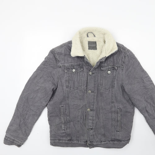 Primark Mens Grey  Denim Jacket Coat Size L