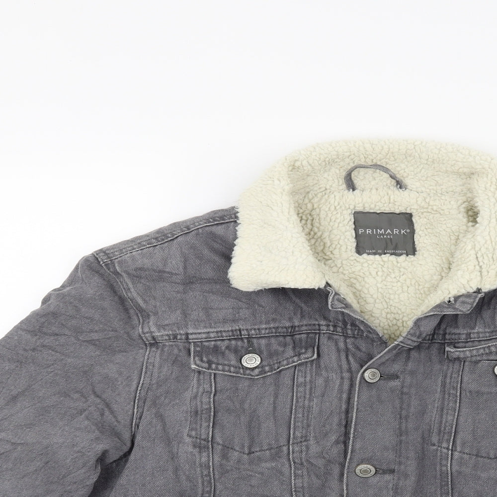 Primark Mens Grey  Denim Jacket Coat Size L