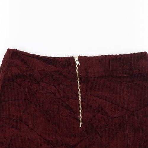 New Look Womens Red  Corduroy Mini Skirt Size 10