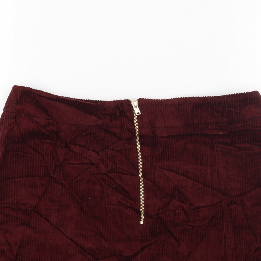 New Look Womens Red  Corduroy Mini Skirt Size 10