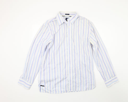 Gap Mens White Striped   Dress Shirt Size 16.5