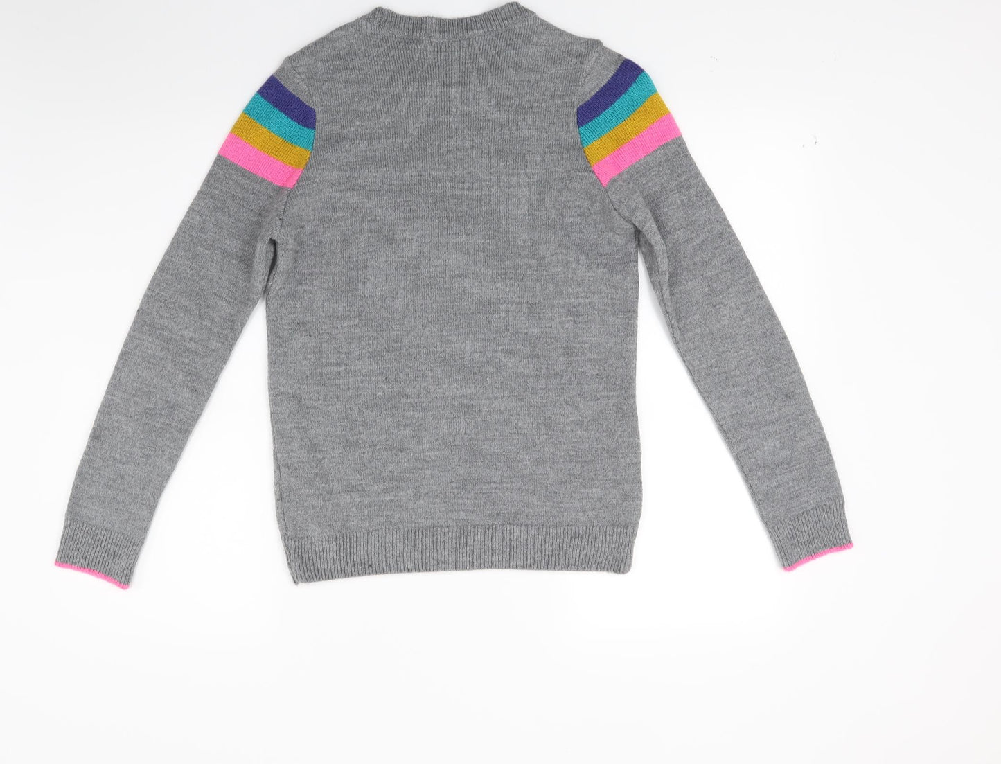 F&F Womens Grey Striped Knit Pullover Jumper Size 10