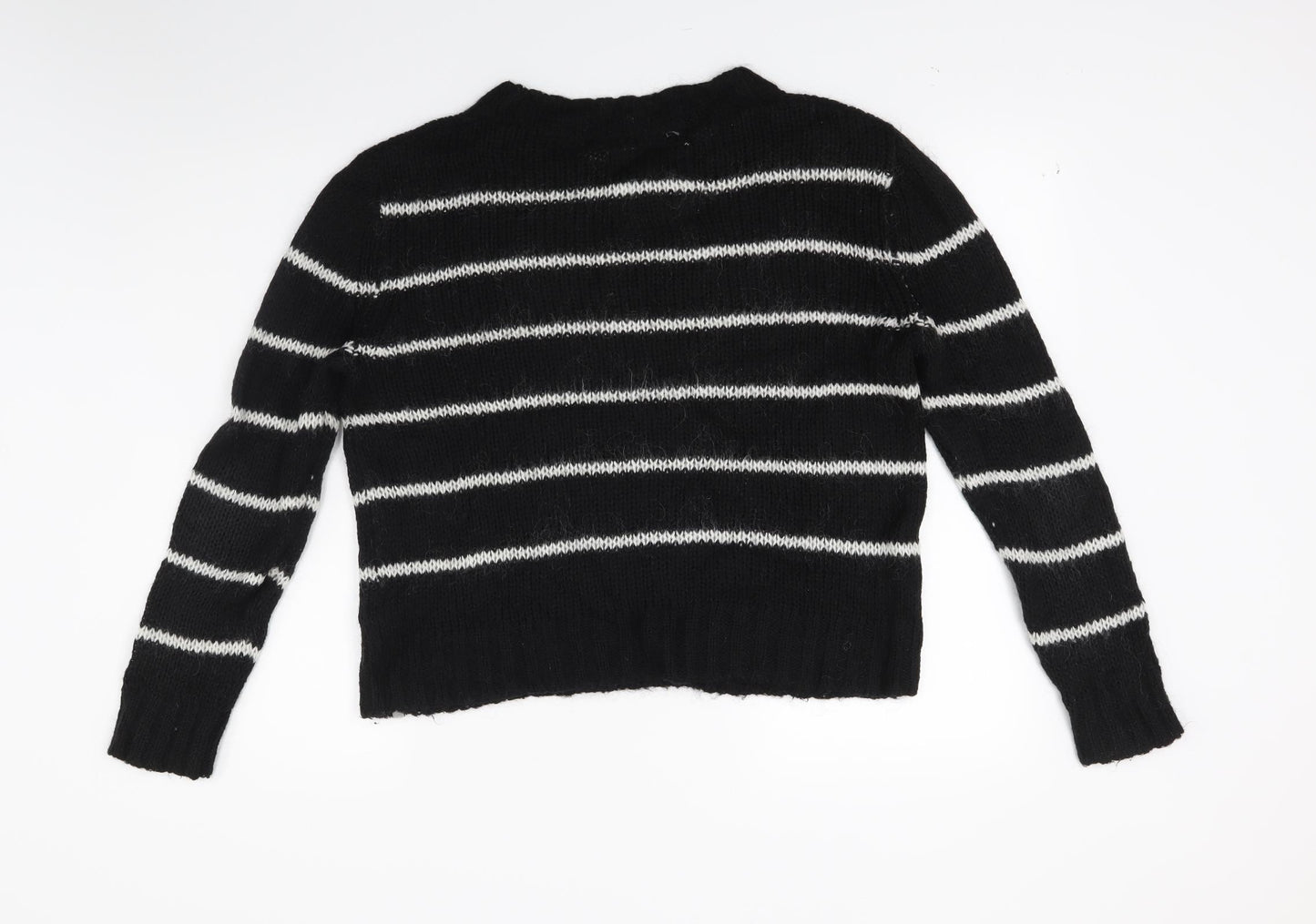 Superdry Womens Black Striped Knit Pullover Jumper Size M