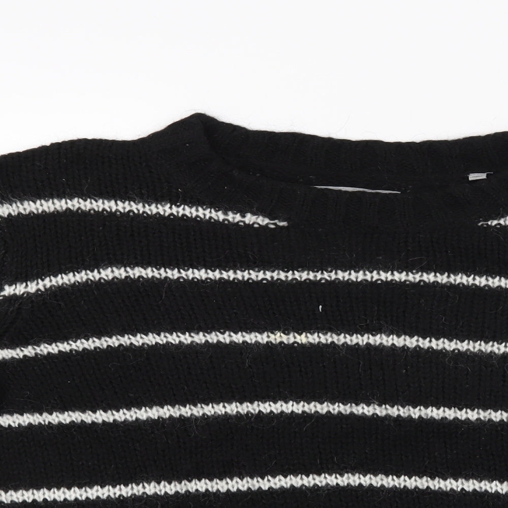 Superdry Womens Black Striped Knit Pullover Jumper Size M