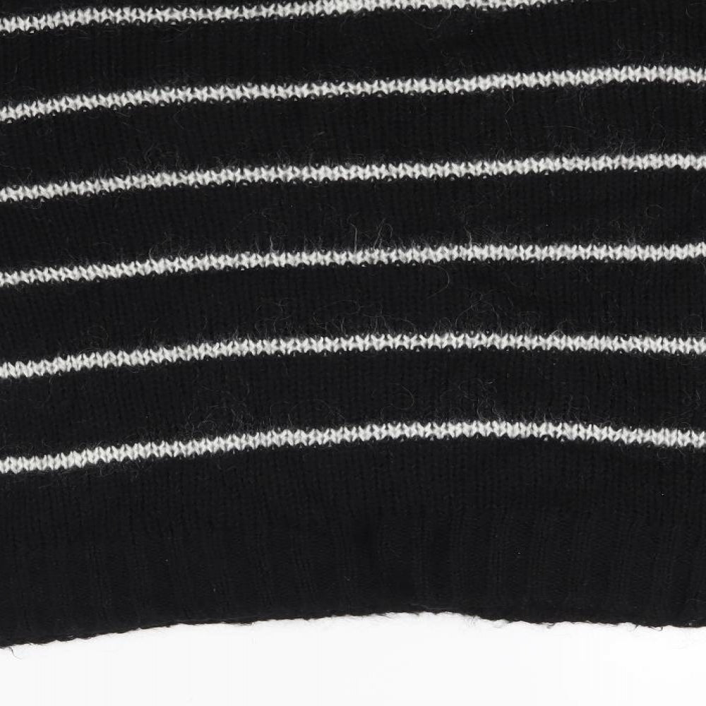 Superdry Womens Black Striped Knit Pullover Jumper Size M