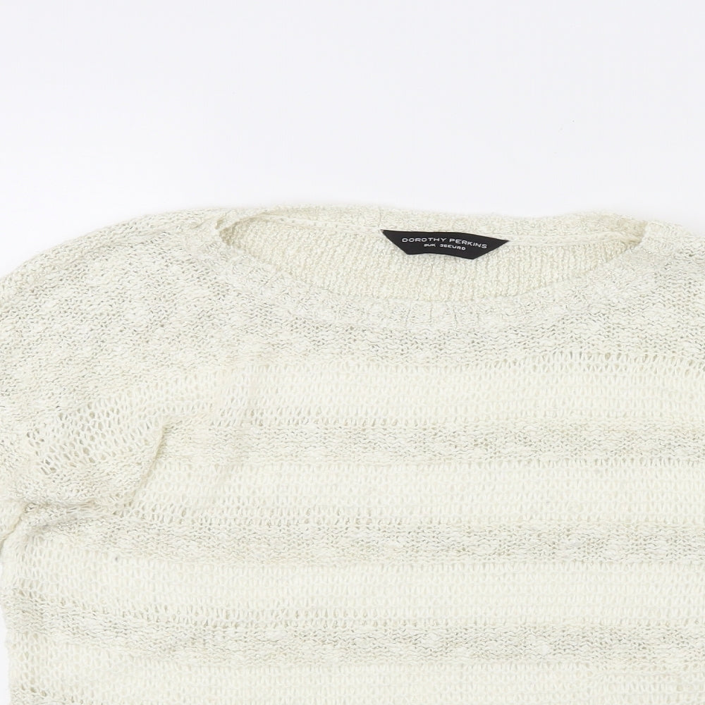 Dorothy Perkins Womens White Striped Knit Pullover Jumper Size 8