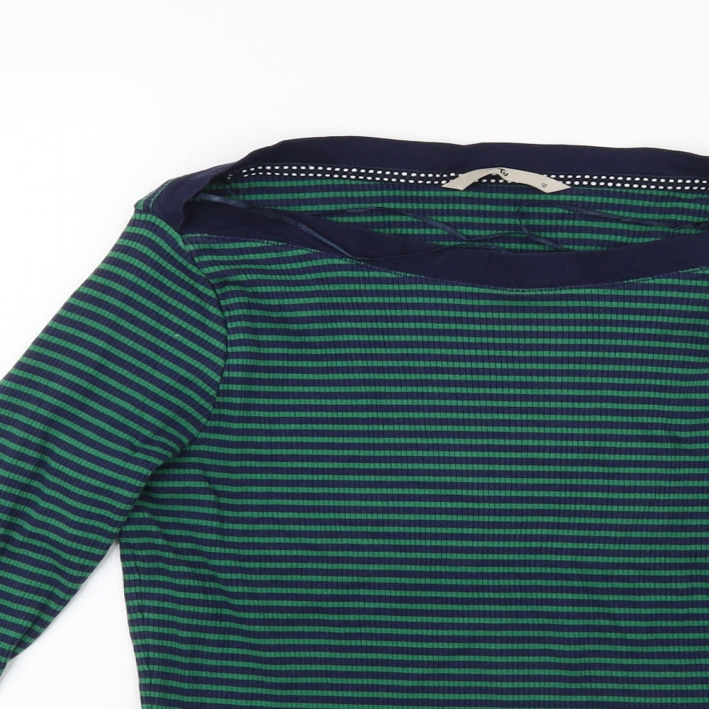 TU Womens Green Striped  Tunic Jumper Size 12