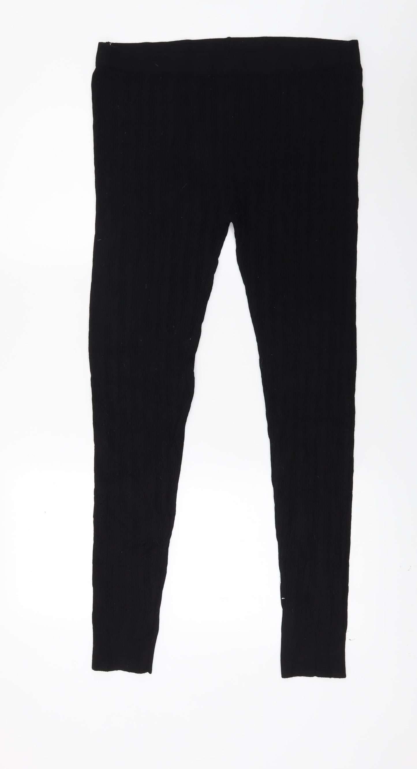 F&F Womens Black  Knit Jogger Leggings Size L L27 in