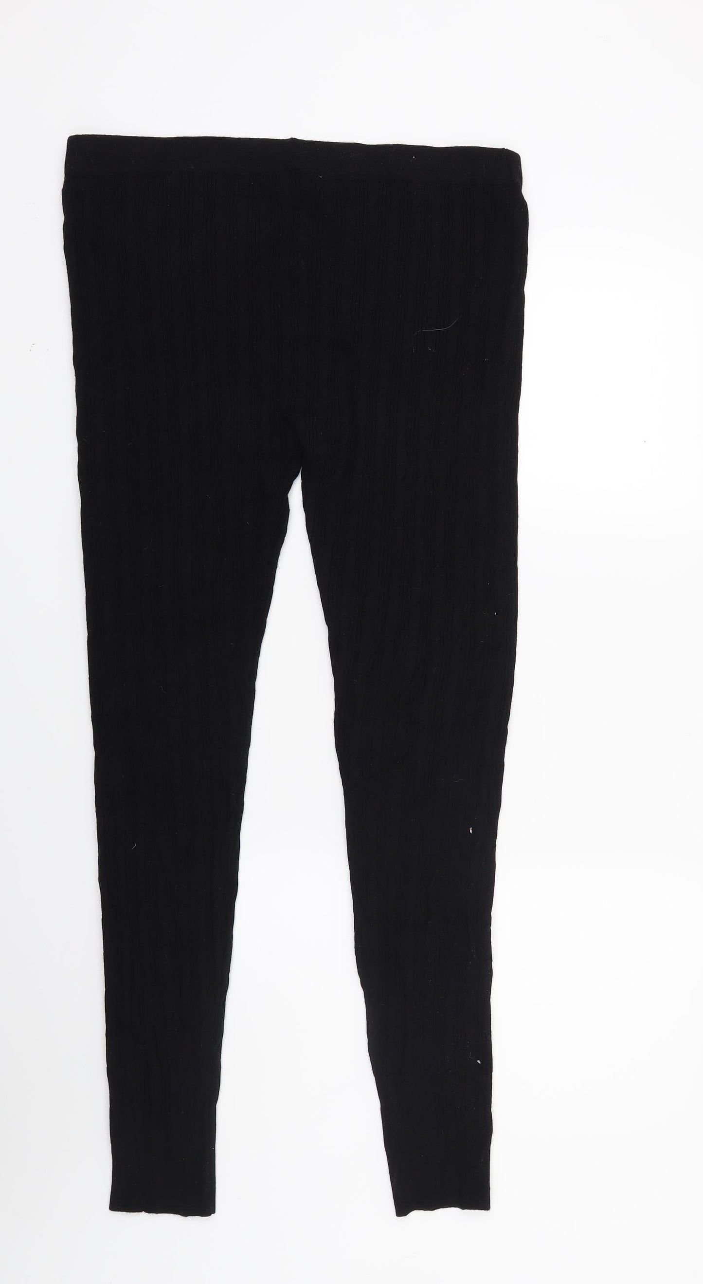 F&F Womens Black  Knit Jogger Leggings Size L L27 in