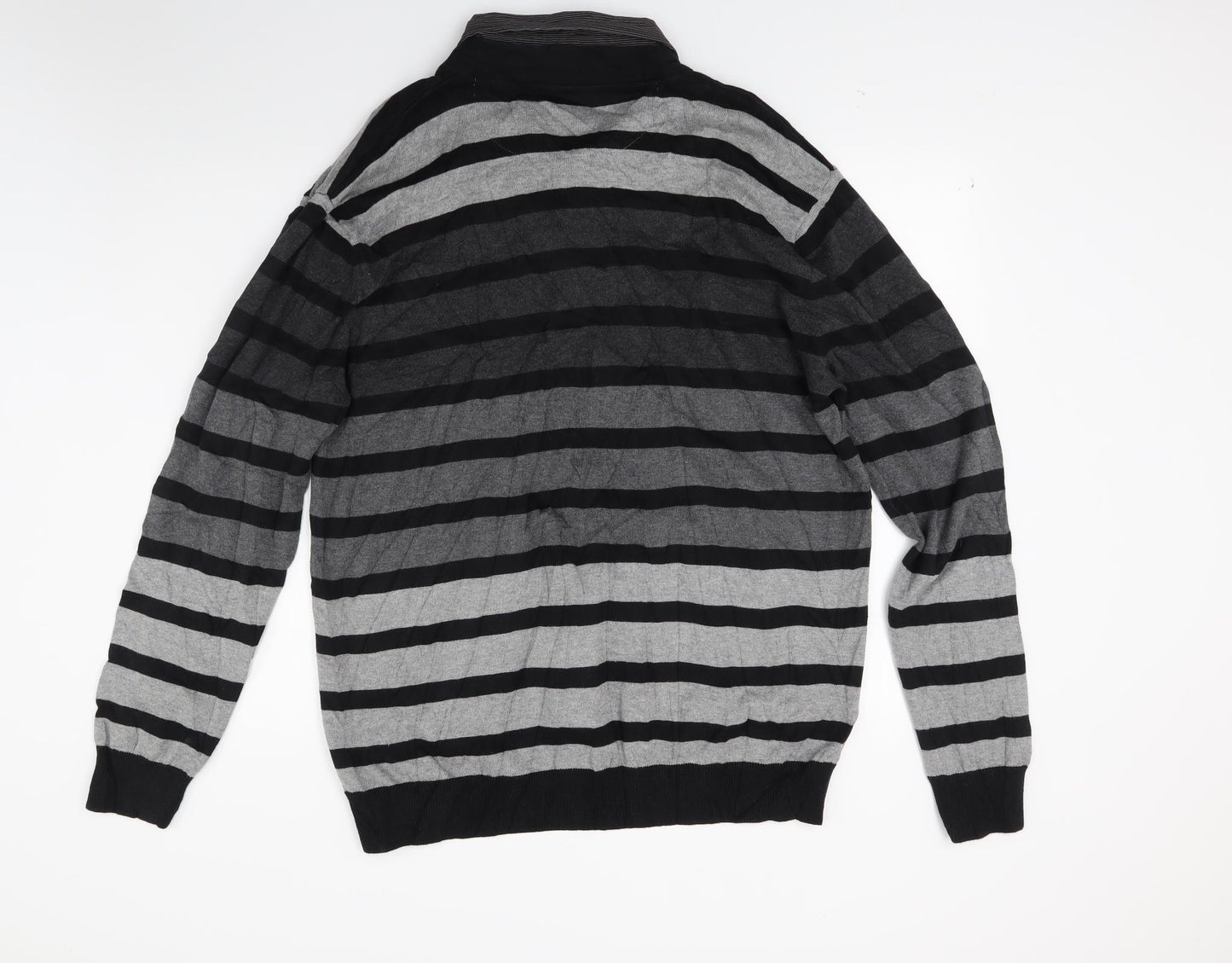 NEXT Mens Grey Striped Knit Pullover Jumper Size 2XL