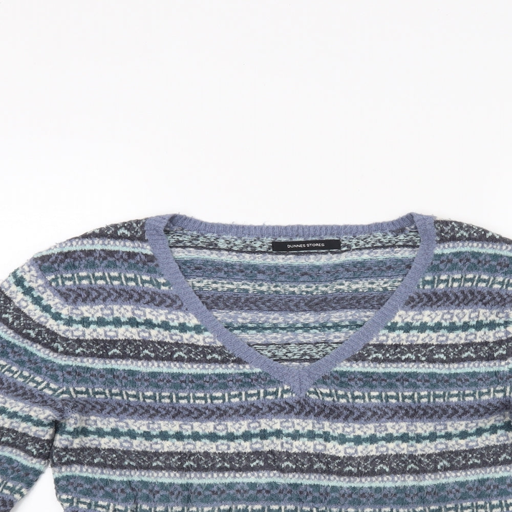 Dunnes Stores Womens Blue  Knit Henley Jumper Size 16