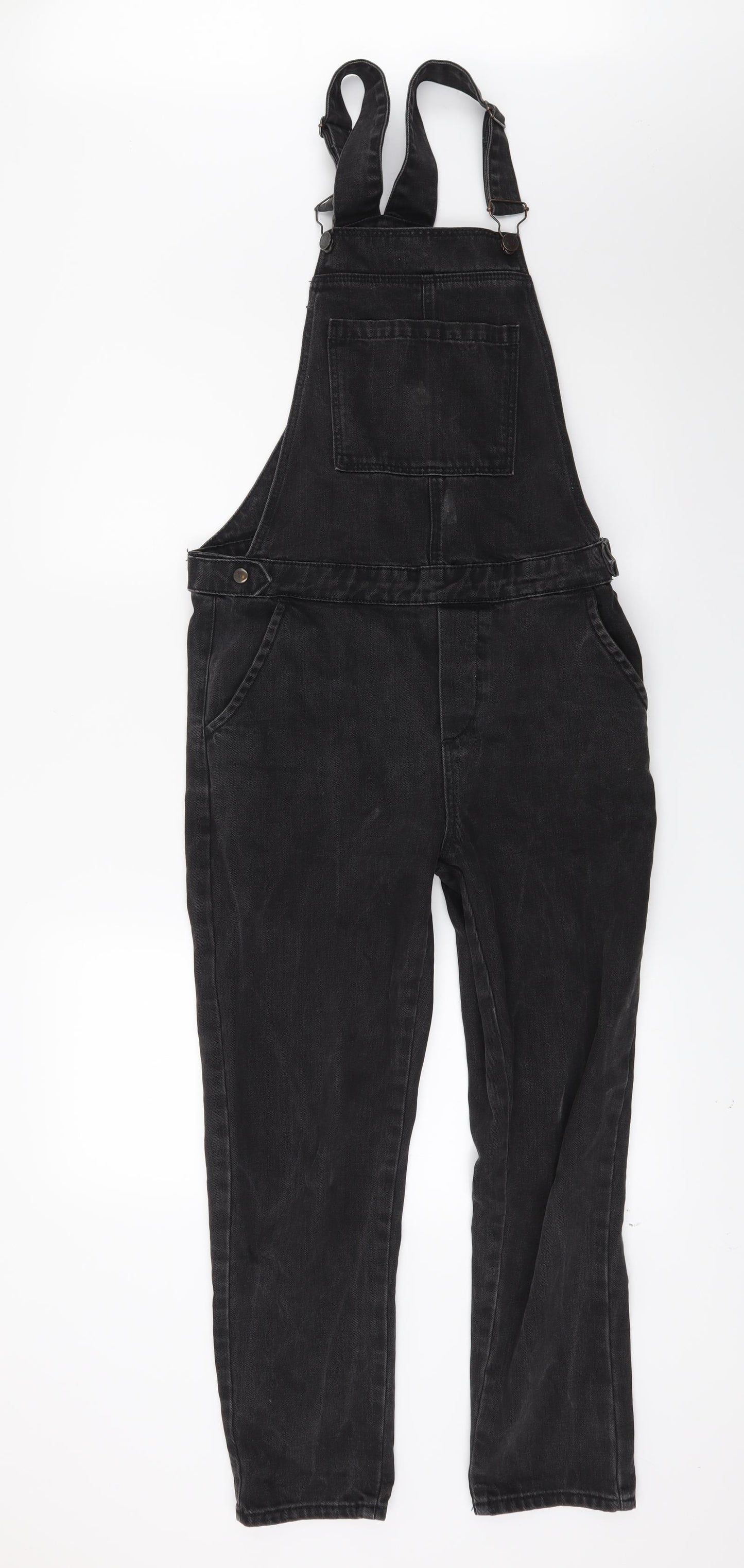 Topshop Womens Black  Denim Dungaree One-Piece Size 8 L21 in