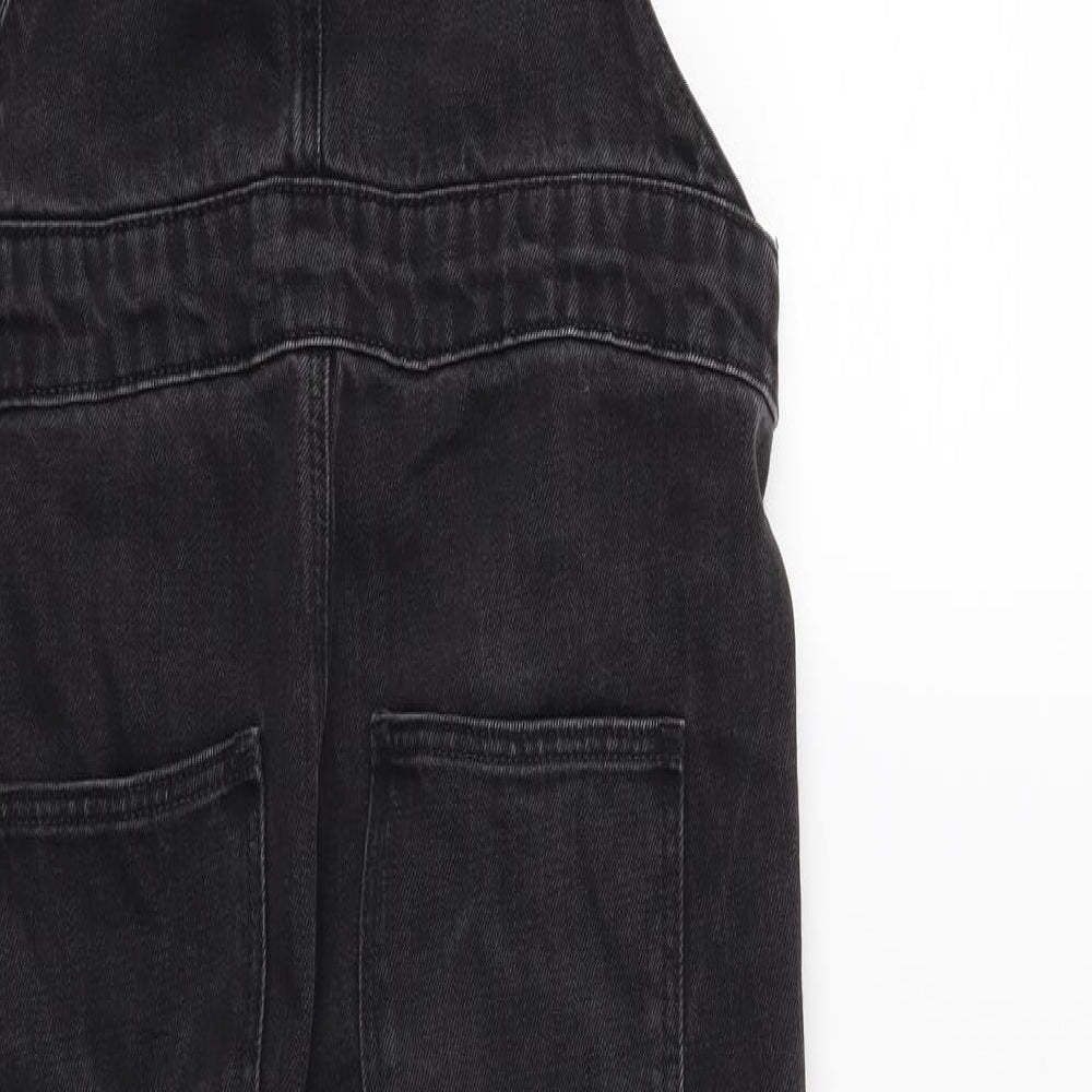 Topshop Womens Black  Denim Dungaree One-Piece Size 8 L21 in