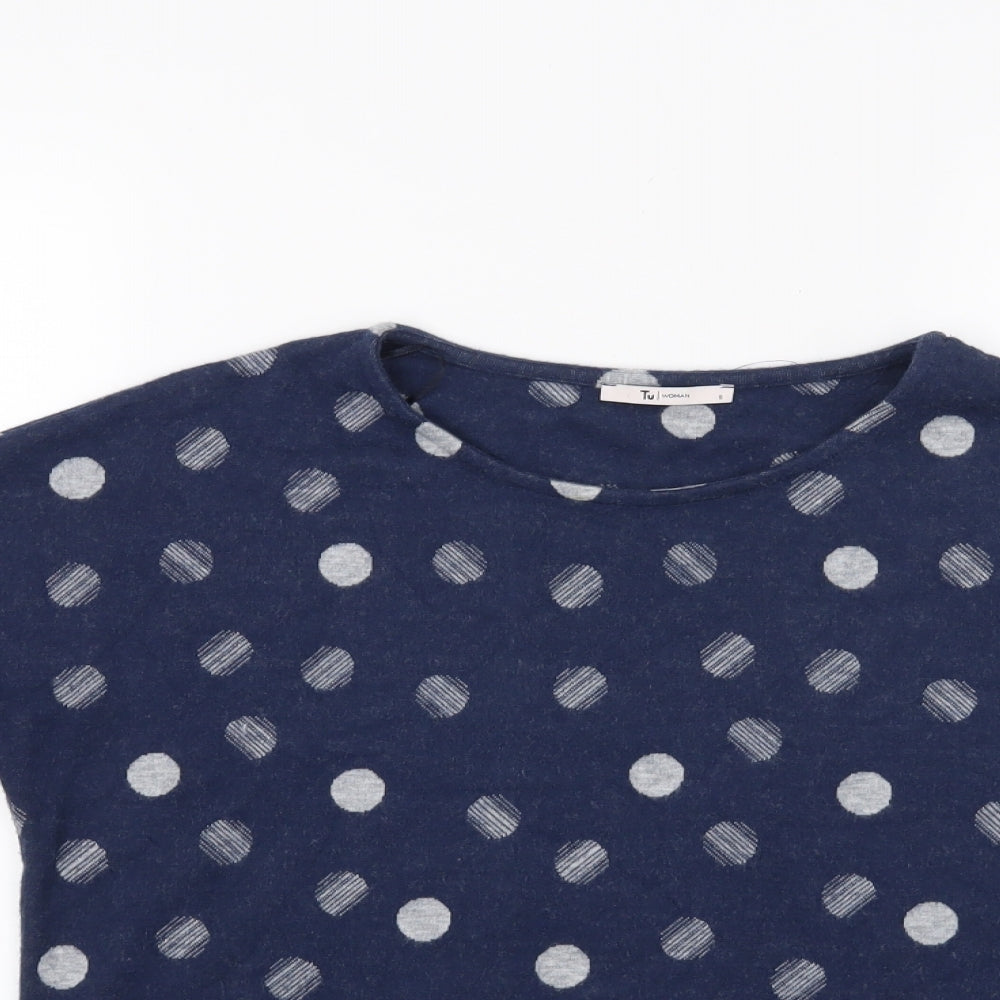 TU Womens Blue Polka Dot  Pullover Jumper Size 8