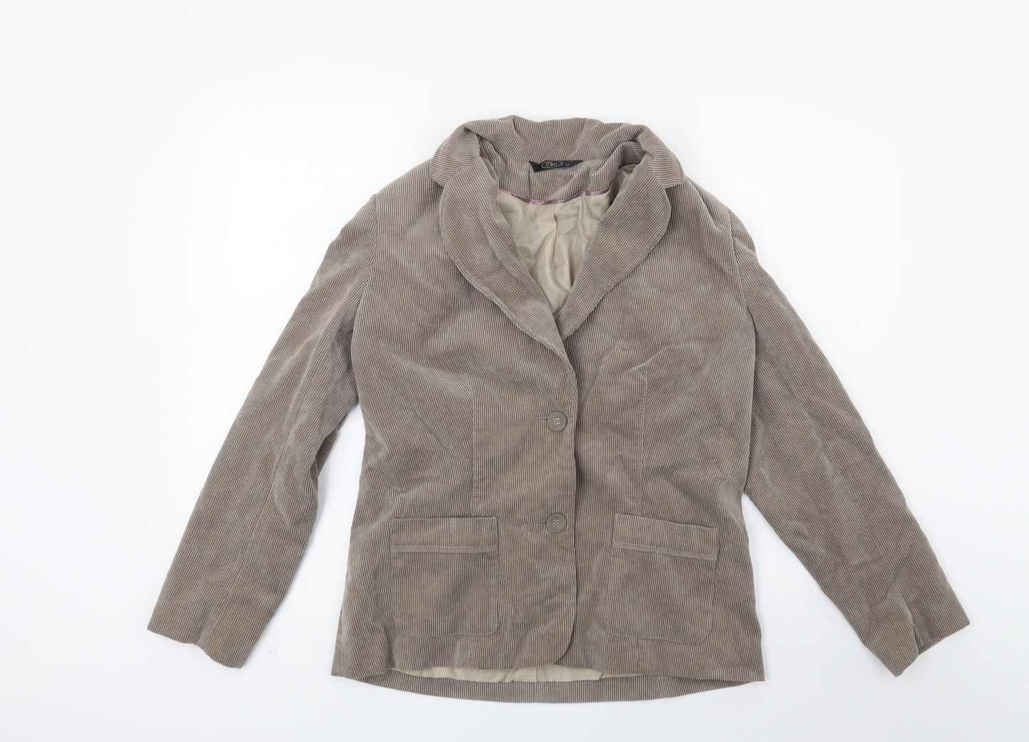 BM Womens Beige  Corduroy Jacket Coat Size 12