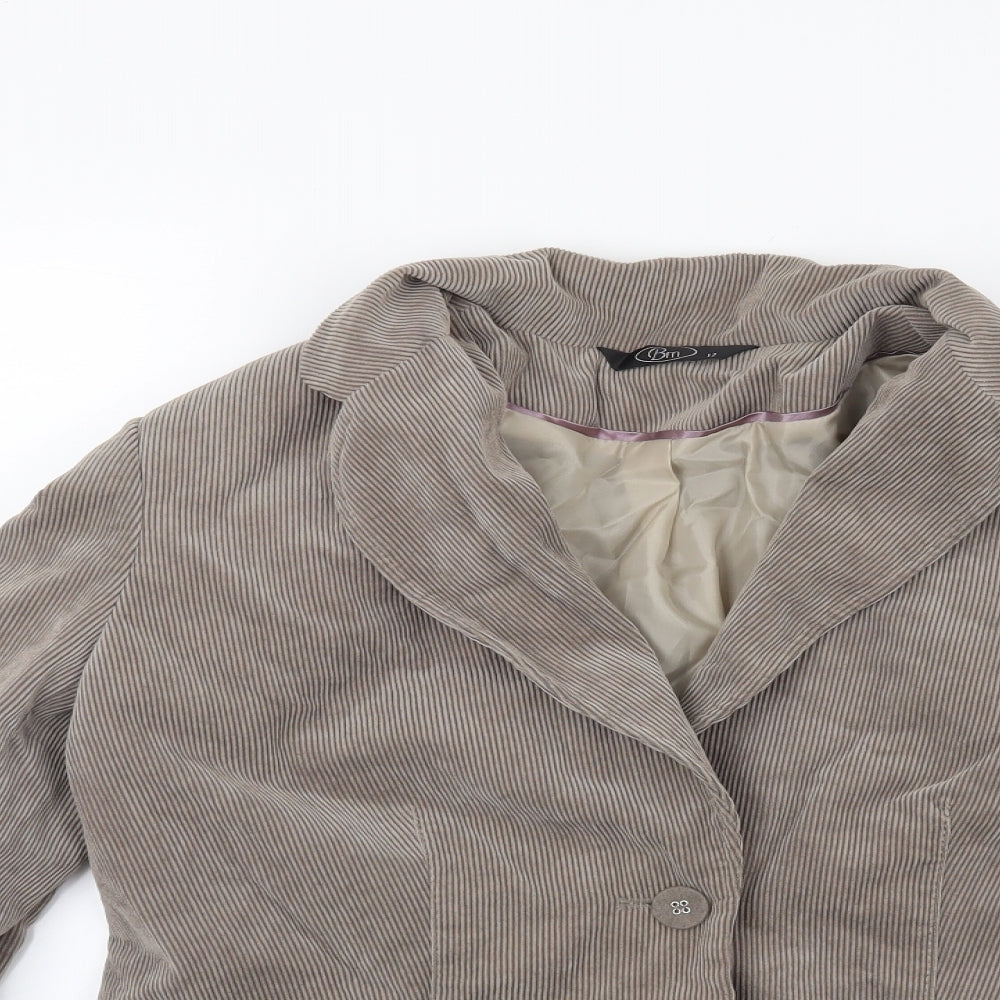 BM Womens Beige  Corduroy Jacket Coat Size 12