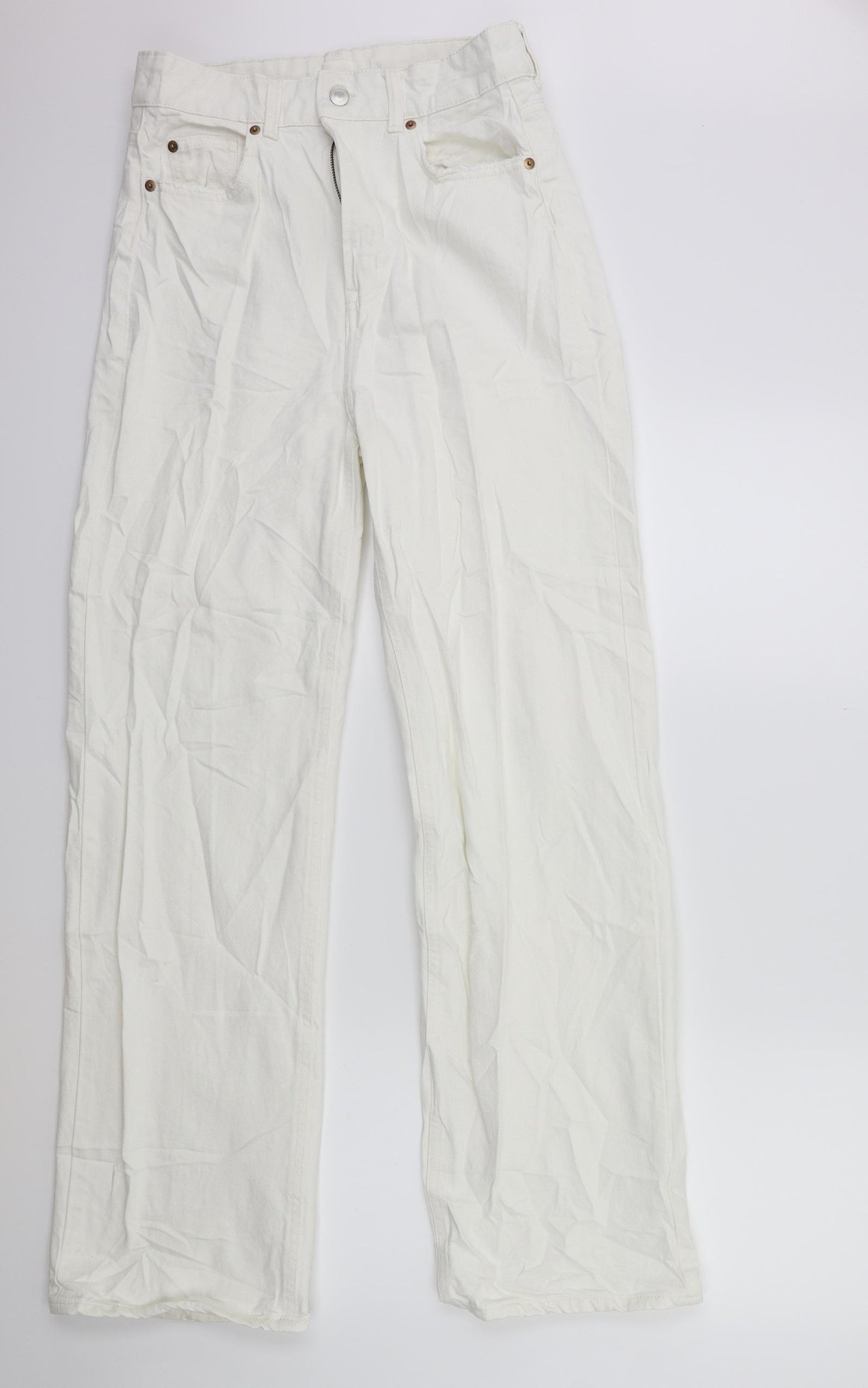 H&M Womens White  Denim Flared Jeans Size 12 L30 in