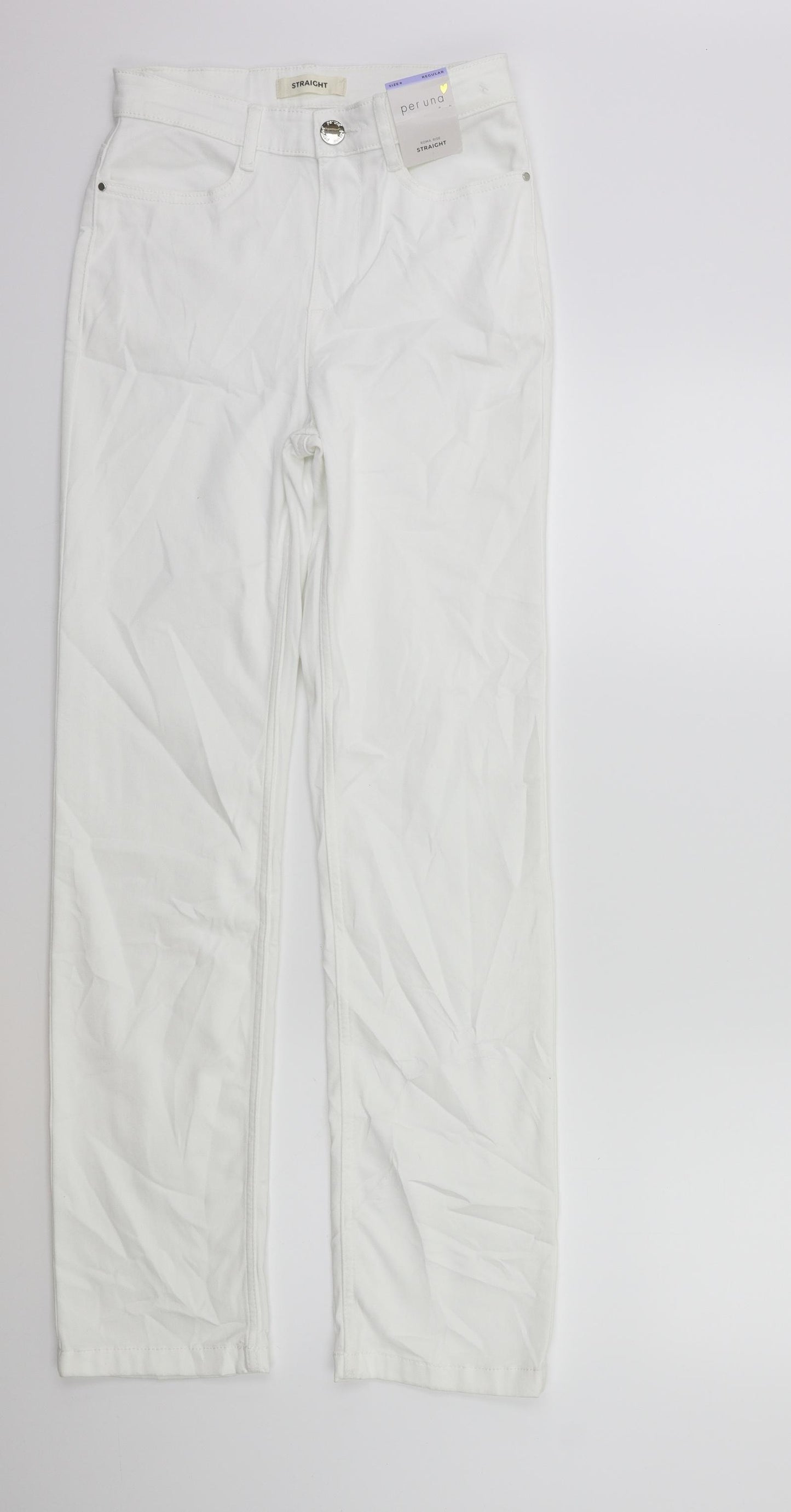Per Una Womens White  Denim Straight Jeans Size 8 L30 in