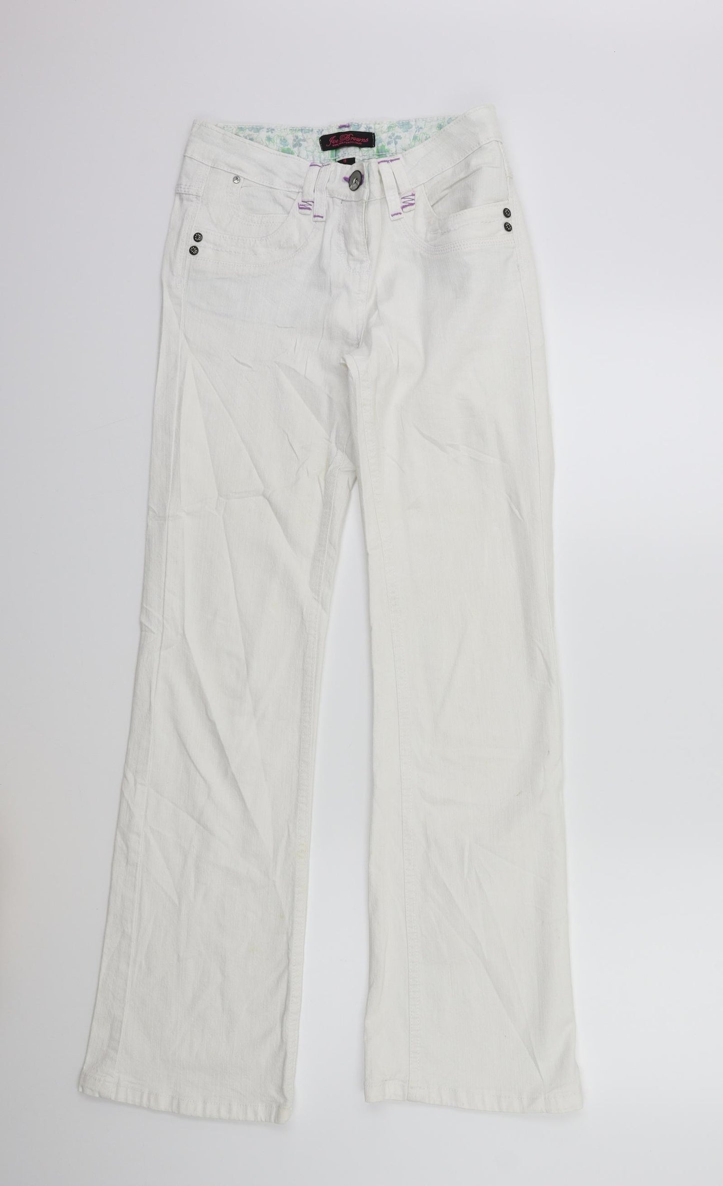 Joe Browns Womens White  Denim Flared Jeans Size 8 L29 in