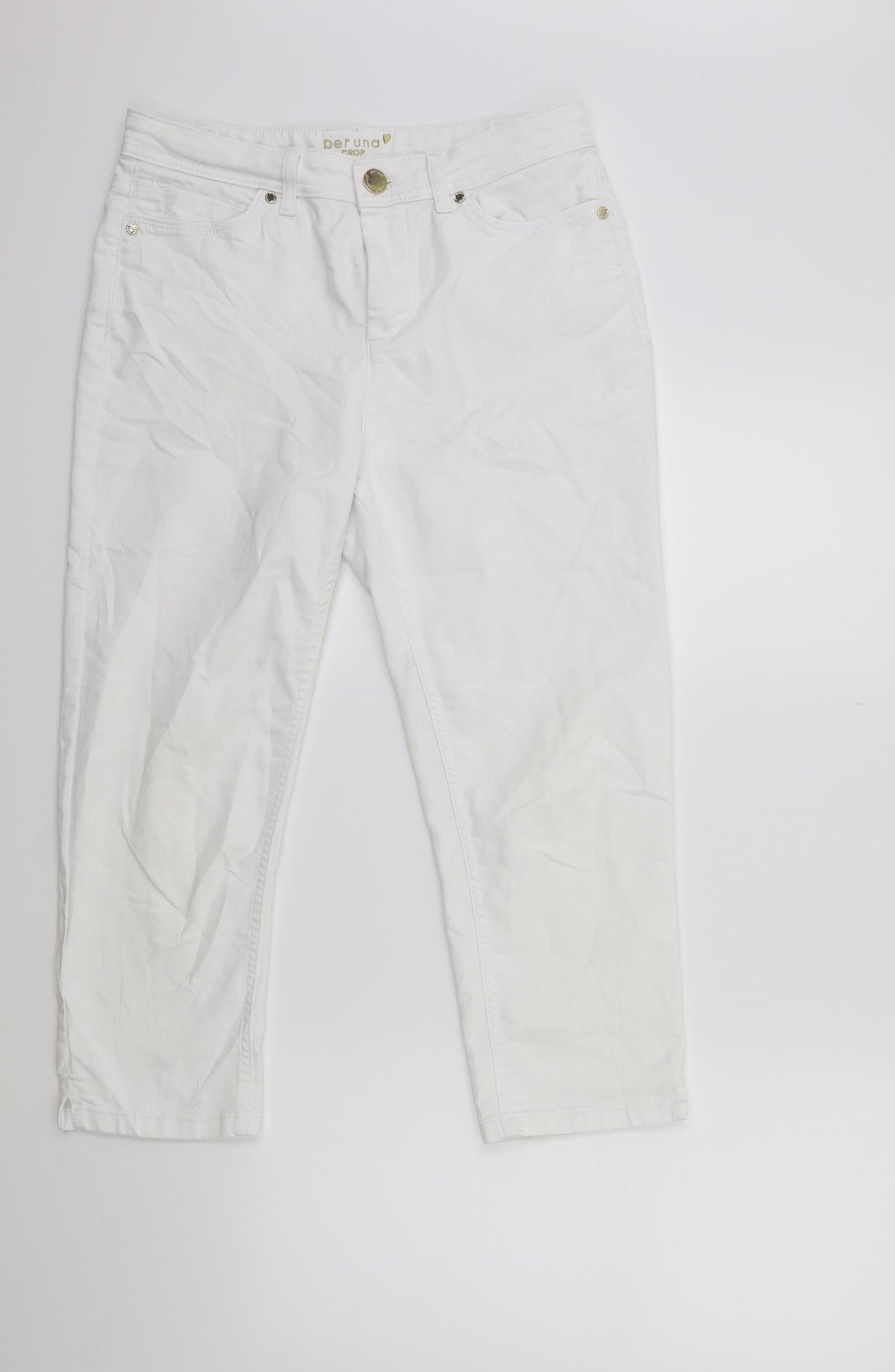 Per Una Womens White  Denim Cropped Jeans Size 12 L23 in