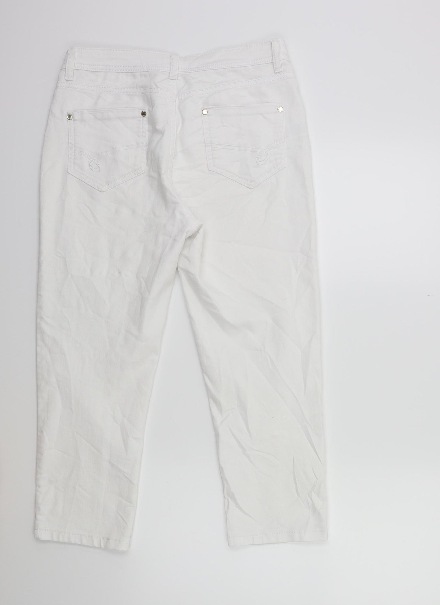 Per Una Womens White  Denim Cropped Jeans Size 12 L23 in