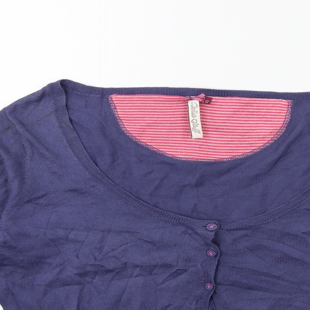 White Stuff Womens Blue  Knit Cardigan Jumper Size 12